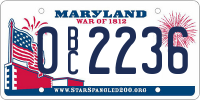 MD license plate 0BC2236