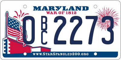 MD license plate 0BC2273