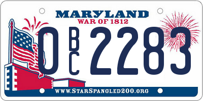 MD license plate 0BC2283