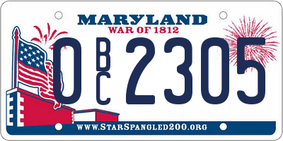 MD license plate 0BC2305