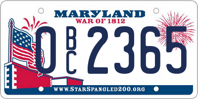 MD license plate 0BC2365