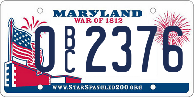 MD license plate 0BC2376