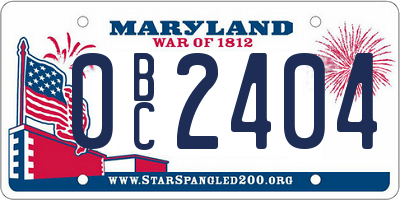 MD license plate 0BC2404