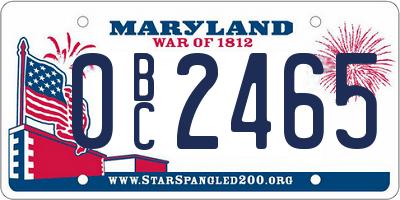 MD license plate 0BC2465