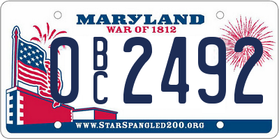 MD license plate 0BC2492