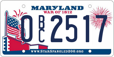 MD license plate 0BC2517