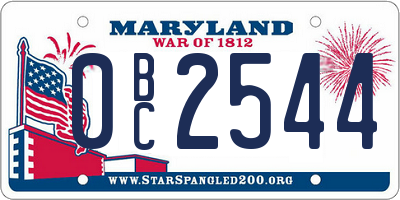 MD license plate 0BC2544