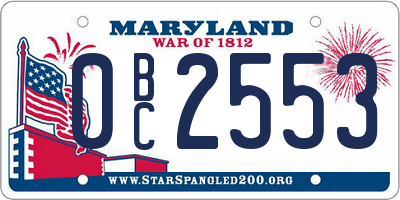 MD license plate 0BC2553