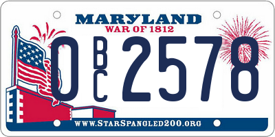 MD license plate 0BC2578