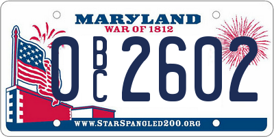MD license plate 0BC2602