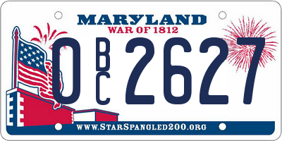 MD license plate 0BC2627
