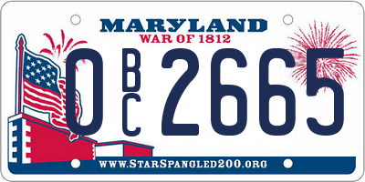 MD license plate 0BC2665