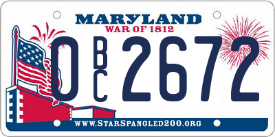 MD license plate 0BC2672