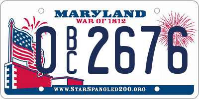 MD license plate 0BC2676