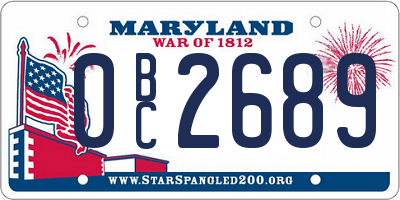 MD license plate 0BC2689