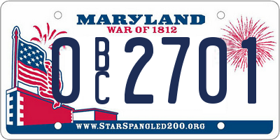 MD license plate 0BC2701