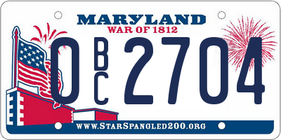 MD license plate 0BC2704