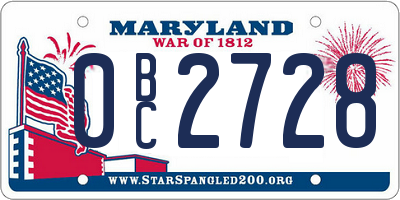 MD license plate 0BC2728