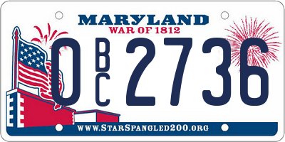 MD license plate 0BC2736