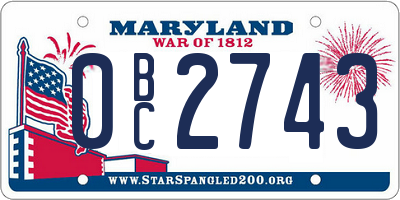 MD license plate 0BC2743