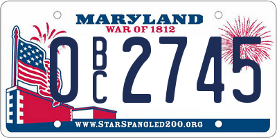 MD license plate 0BC2745