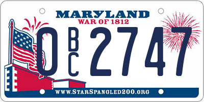 MD license plate 0BC2747