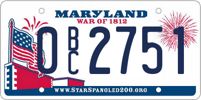 MD license plate 0BC2751