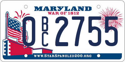 MD license plate 0BC2755