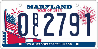 MD license plate 0BC2791