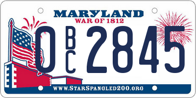 MD license plate 0BC2845