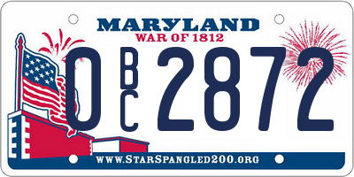 MD license plate 0BC2872