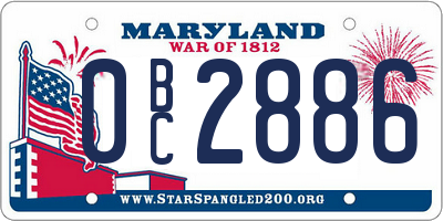 MD license plate 0BC2886