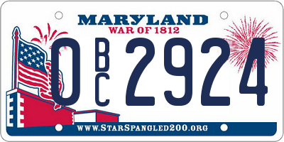 MD license plate 0BC2924