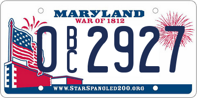 MD license plate 0BC2927