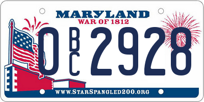 MD license plate 0BC2928