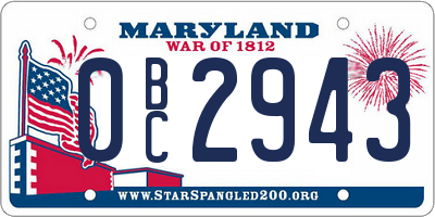 MD license plate 0BC2943