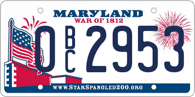 MD license plate 0BC2953
