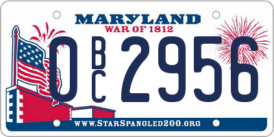 MD license plate 0BC2956