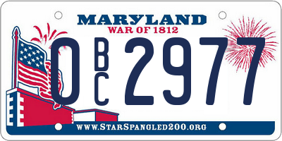 MD license plate 0BC2977