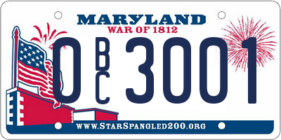 MD license plate 0BC3001