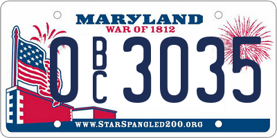 MD license plate 0BC3035