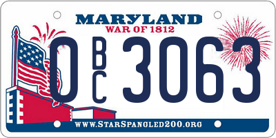 MD license plate 0BC3063