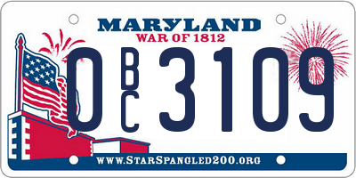 MD license plate 0BC3109