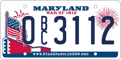 MD license plate 0BC3112