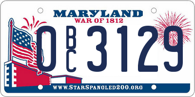MD license plate 0BC3129