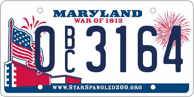 MD license plate 0BC3164