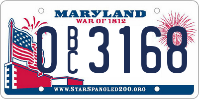 MD license plate 0BC3168