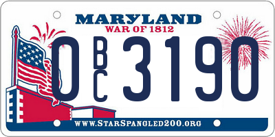 MD license plate 0BC3190