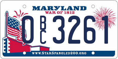 MD license plate 0BC3261