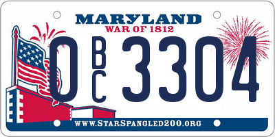 MD license plate 0BC3304